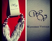 SALE// Vintage White Beaded Necklace/ Short Necklace/ Silver chain and Clasp