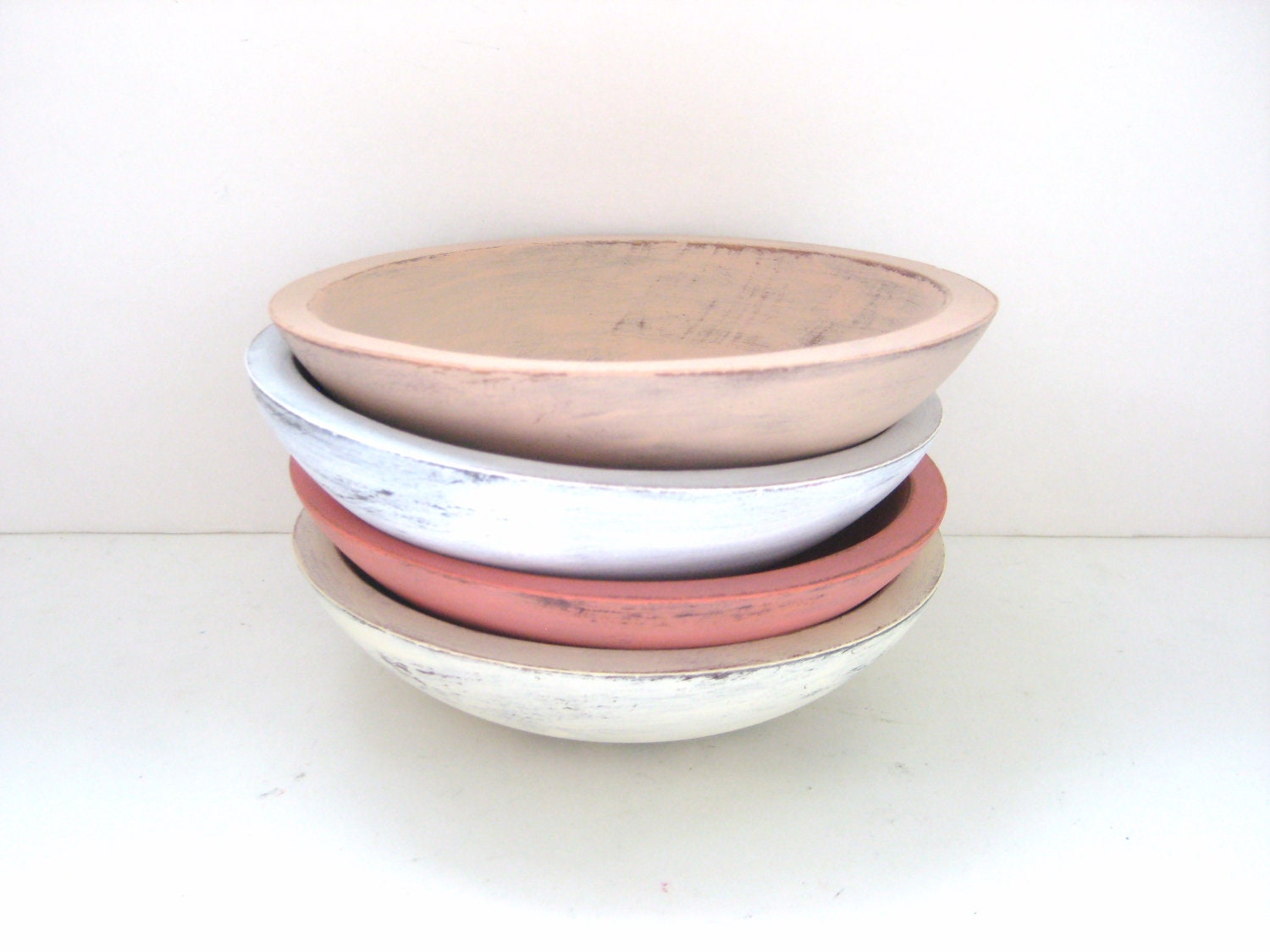 Storage Bowls - Shabby Chic Pretty - Set of 4 - Soft Colours - GreenFoxStudio