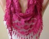 Mother's Day - Fuchsia Scarf with Fuchsia Trim Edge