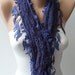 Dark Blue Lace Scarf  with Trim Edge - Special Laced Fabric