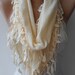 Beige Scarf with Trim Edge Shaped Leaves