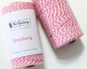 Bakers Twine - Coral Pink  stripe Strawberry 240 yard spool - for gift wrapping - packaging - scrapbooking tags favors crafting string
