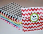 Party Favor Bags - Chevron Paper Treat Bags - Bakery Bags 7x5 medium size - You choose color - 20 count