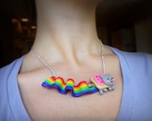 Nyan Cat Necklace Internet Meme, Polymer Clay Geek Jewelry