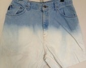 High Waisted Jean Shorts with Bleached Bottoms