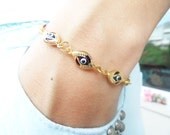 Evil eye bracelet in blue unique charm mother jewelry birthday gift arabic dubai turkish istanbul bracelets accessories gold plated women