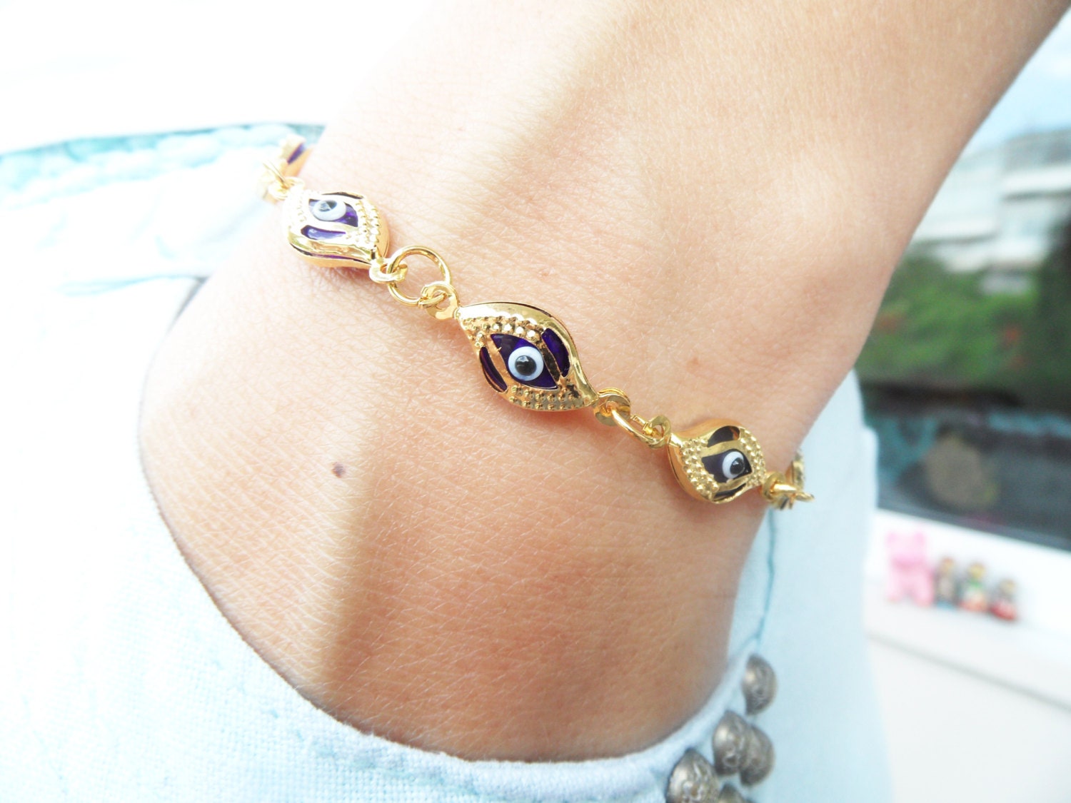 Evil eye bracelet in blue unique charm mother jewelry birthday gift arabic dubai turkish istanbul bracelets accessories gold plated women