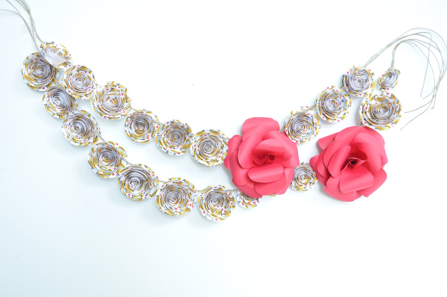 Paper Flower Garland Back to school, Teacher gift - 3 Feet