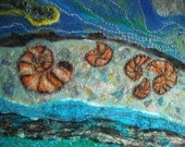 textile art, textured abstract art, mixed media abstract art, fossils, a moment in time