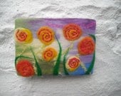 abstract flowers, wall art, wet felted