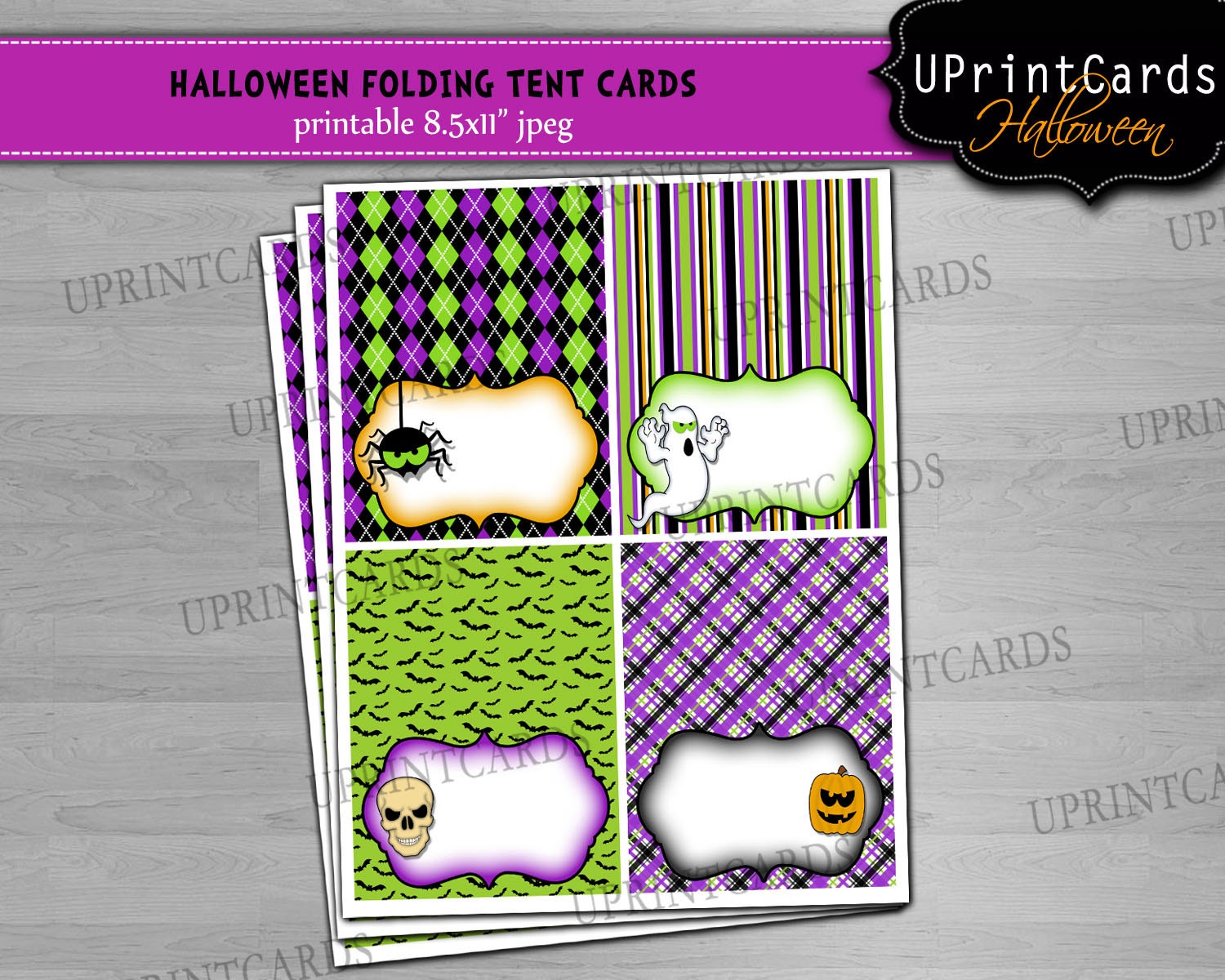 DIY PRINTABLE Halloween Spookcatular Folding Tent Cards- Candy Bar Food Table Labels - Digital jpeg or .pdf file