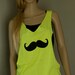 Neon Yellow Mustache Hand Cut Low Sides Tank Top Shirt
