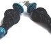 Knot earrings, black dangle earrings,statement earrings, macrame, Black&Turquoise, beaded earrings, gift for her, OOAK