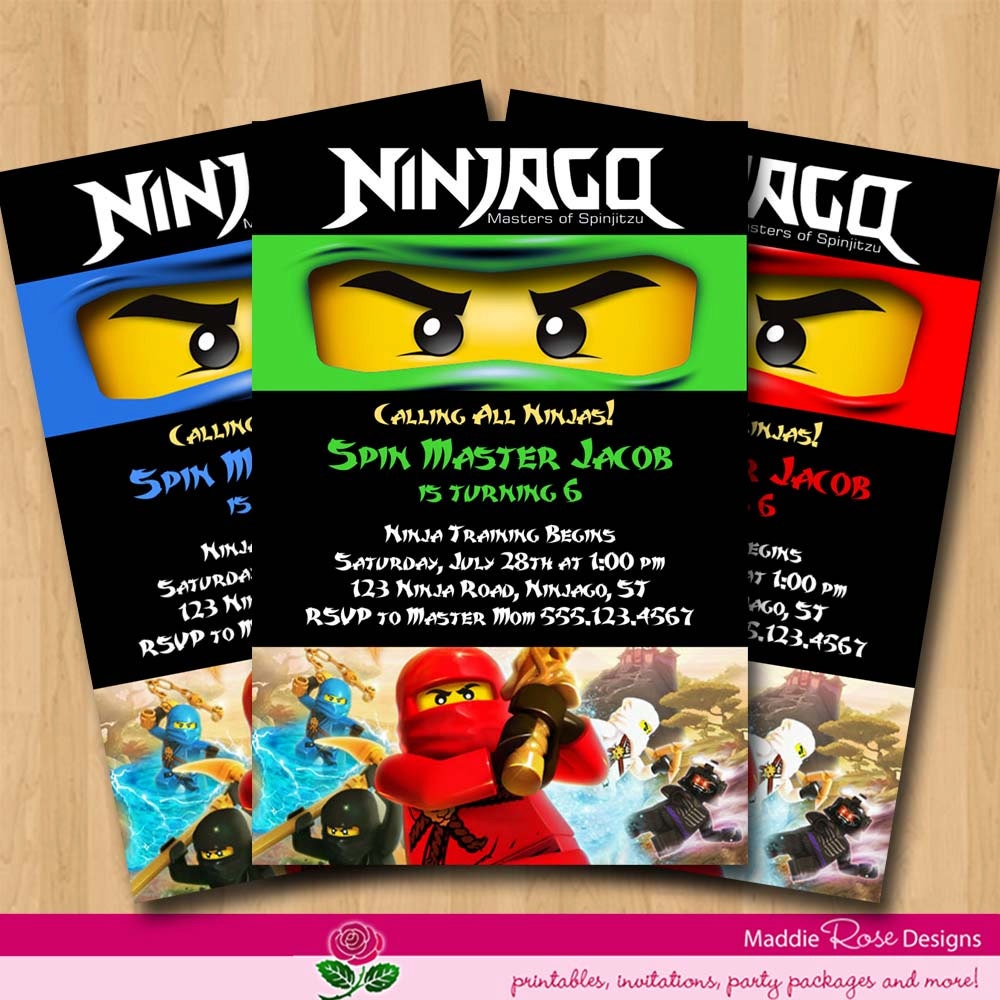 Ninjago Invitation - 20 PRINTED Personalized Birthday Party Invites 4x6' Custom Photo Card  Karate