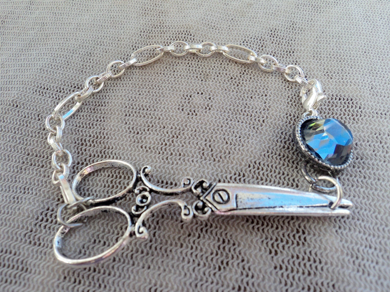 Elegant Hair Stylist Scissor Charm Bracelet