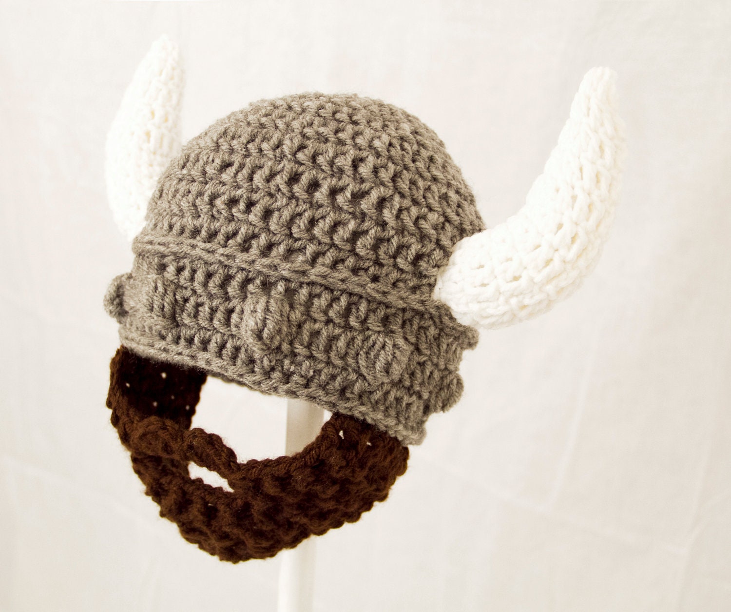 Viking Beard Hat, Grey Crochet Hat with any Color Beard, send size choice baby - adult