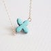 turquoise four leaf clover necklace - dainty good luck necklace / gift for her under 20 usd
