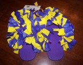 Purple and Gold Fun & Fluffy Flip Flops