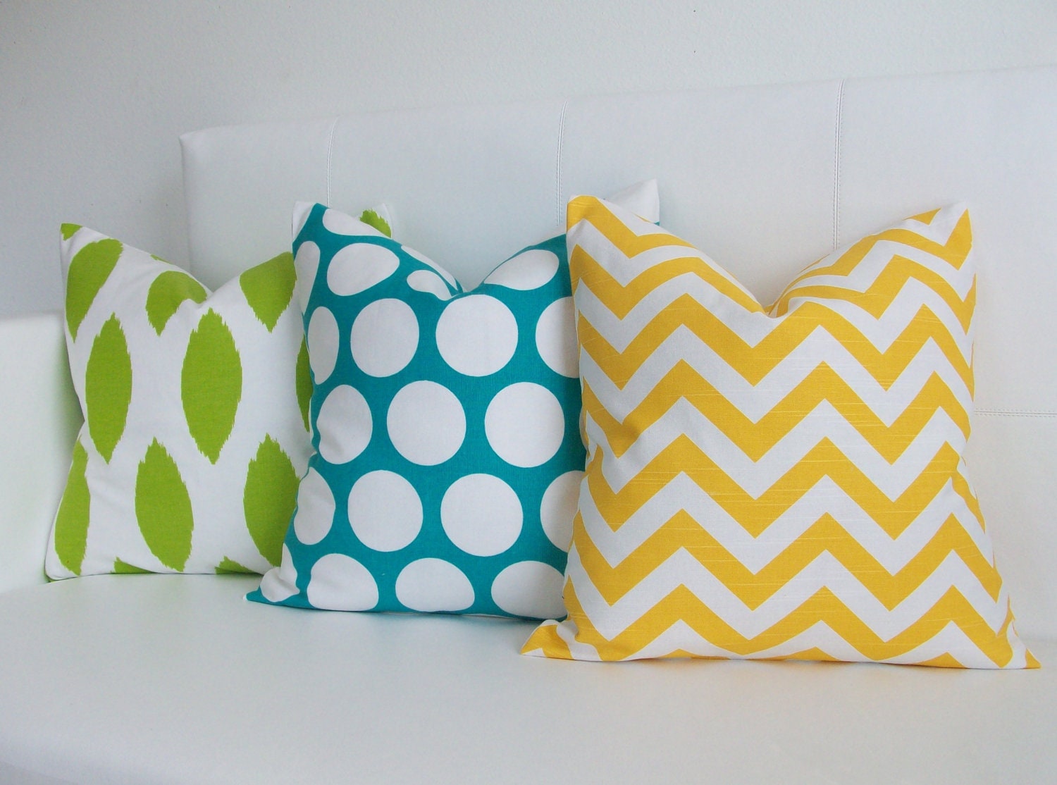 Three Ikat Chevron Dandie Pillows Trendy Decorative Pillow Covers for Accent Pillows 16 x 16