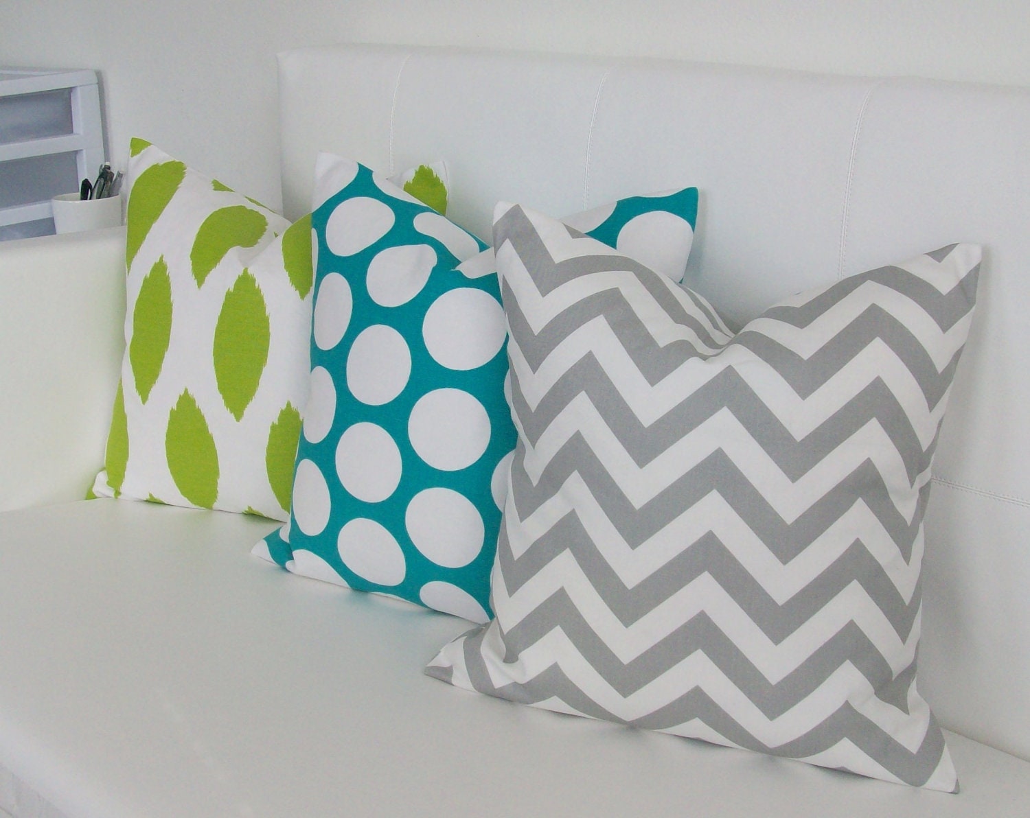 Three Ikat Chevron Dandie Pillows Trendy Decorative Pillow Covers for Accent Pillows 16 x 16