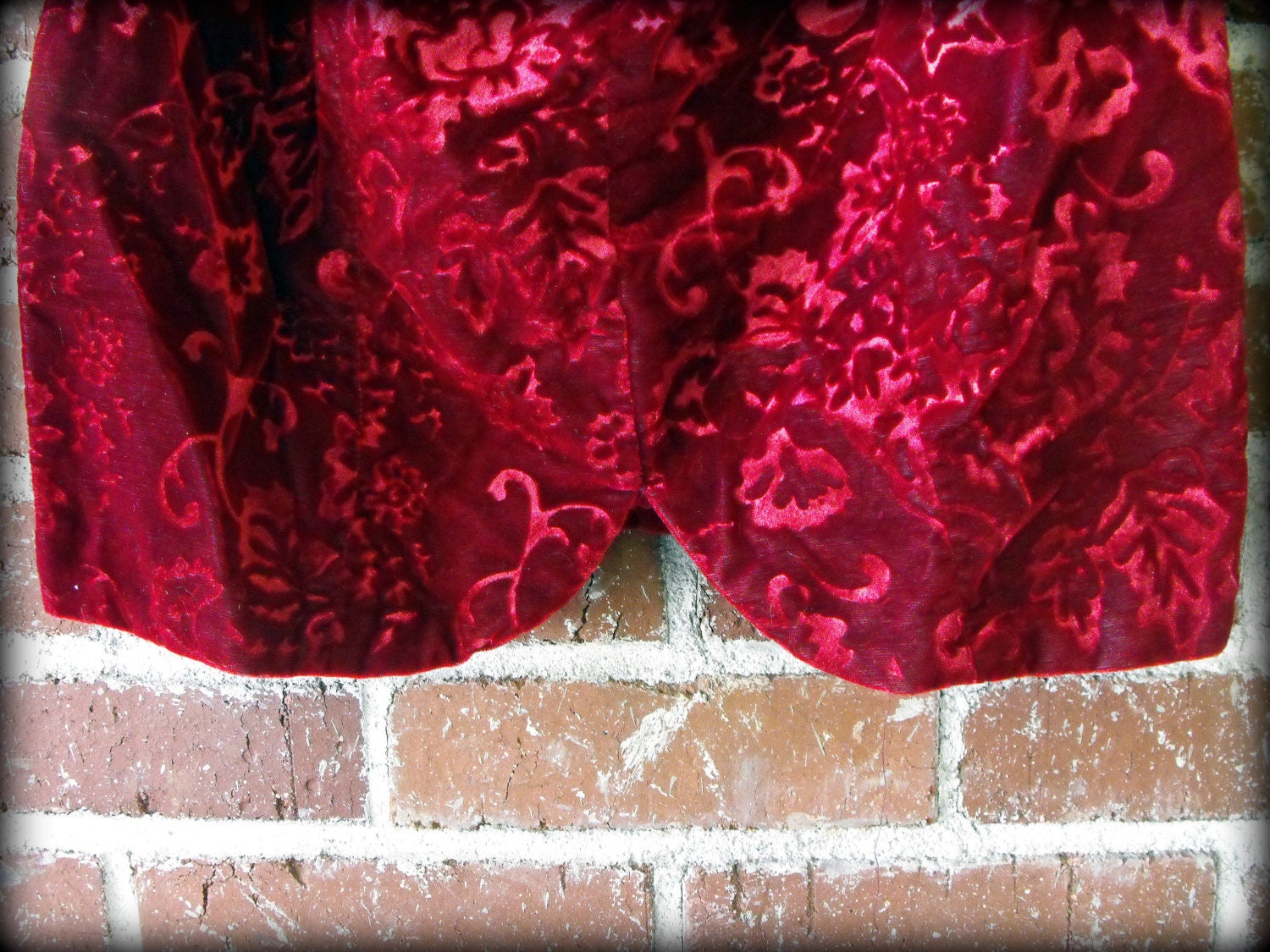 Vintage 90's Red Velvet Foral Halter Babydoll Grunge Revival Dress Medium