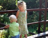 Brother sister matching outfit-green paisley