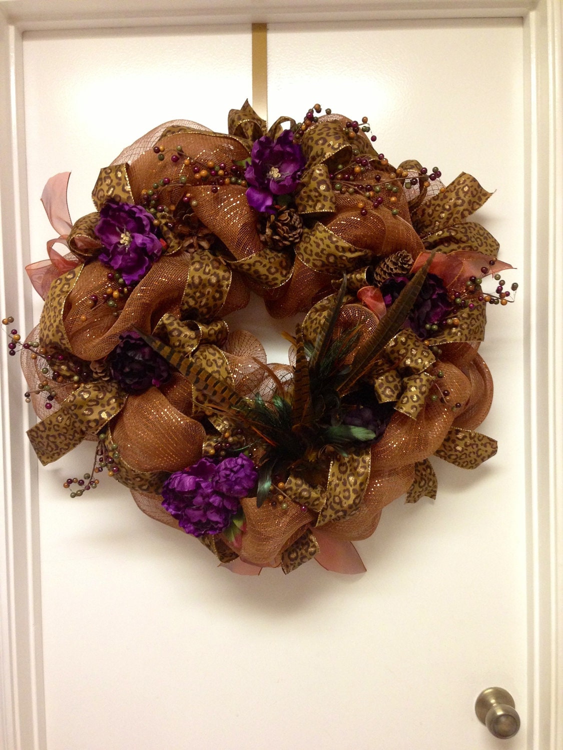 Leopard  print deco mesh wreath