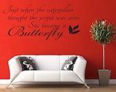 She Became A Butterfly Girls Room Vinyl Wall Decal Art Quote (v40)