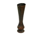 Vintage COPPER vase, hand WROUGHT hammered 10'' TALL table sculpture, Primitive antiques, Rustic kitchen fireplace mantel office home decor