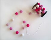 Pink Felt Ball Garland 'Pretty in Pink' - 2 metres, 32 felt balls