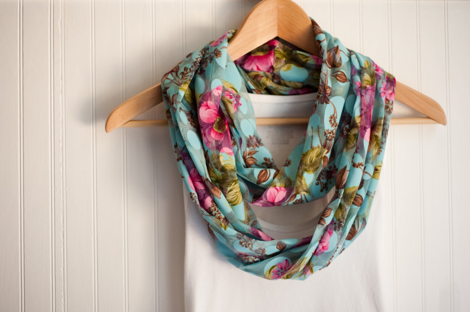 Floral Long Circle Infinity Scarf  Featured in Women's Day Magazine.com and glo.msn