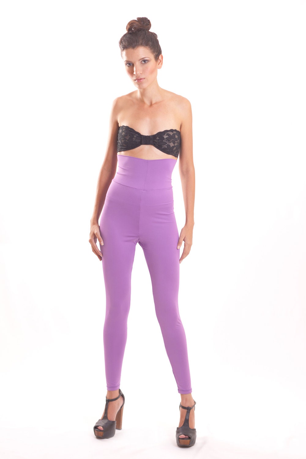 Purple Stretch High Waist Pants