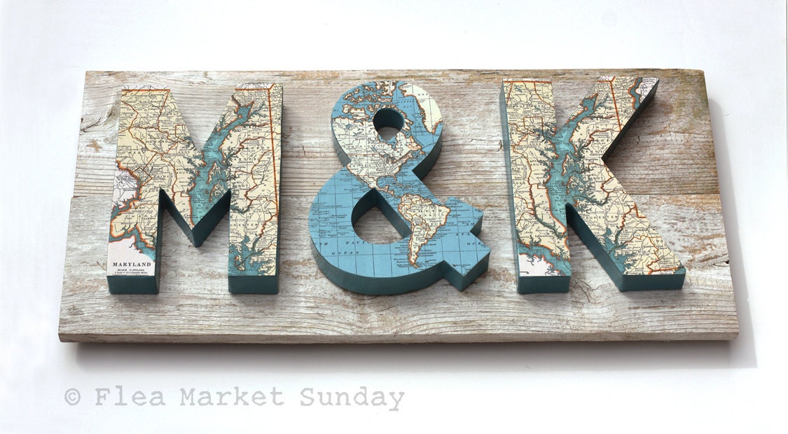 3 Dimensional Map Letters on Reclaimed Wood. 11 Diy-able Ideas For Using Maps and Mod Podge. Simplicity In The South.