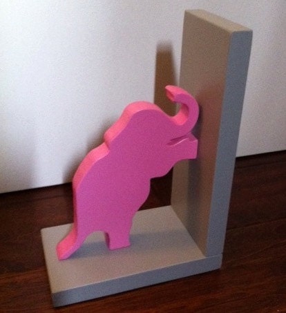 Wooden Pink Elephant Bookend - Price is for one bookend - Choose your colors
