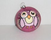 Pink Owl Glitter Ornament- Shatter-Proof- Hand Painted
