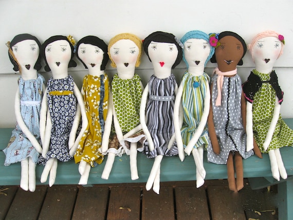 Rag Dolls - One of a Kind - Handmade Heirloom Quality Soft Cloth Dolls- 22 Inches - Recycled Vintage Textiles - Custom & Wholesale Welcome