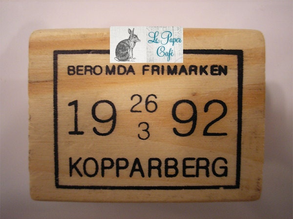 RUBBER STAMP Vintage Style Wood and Rubber Travel and Postal Stamp-KOPPARBERG