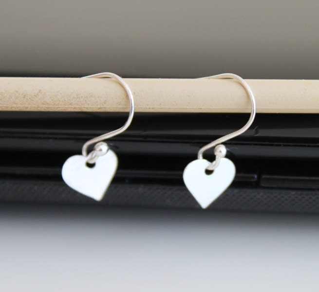 Sterling silver tiny heart earrings, 925 silver earrings, simple everyday jewelry