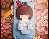 SALE- iPhone 4 and iPhone 4S Geisha Girl baby Blue Rhinestone Bling case