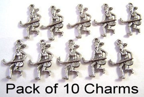 Set of 10 Pewter Women's Field Hockey Player Charms - Free Shipping in the US - (5453)