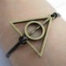 Bracelet-antique bronze triangle bracelet,real leather bracelet-Z381