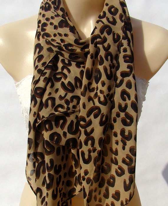 Classic fashion Brown Leopard Print Chiffon Scarf, shawl, scarf, soft comfort women accessories