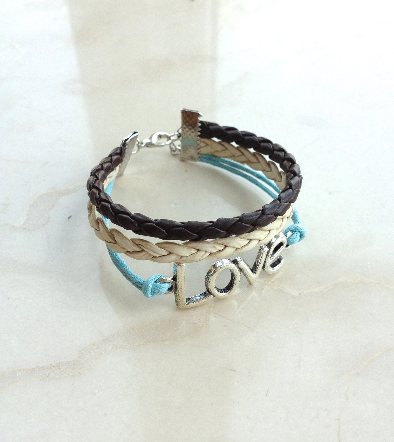 Silver LOVE charm bracelet