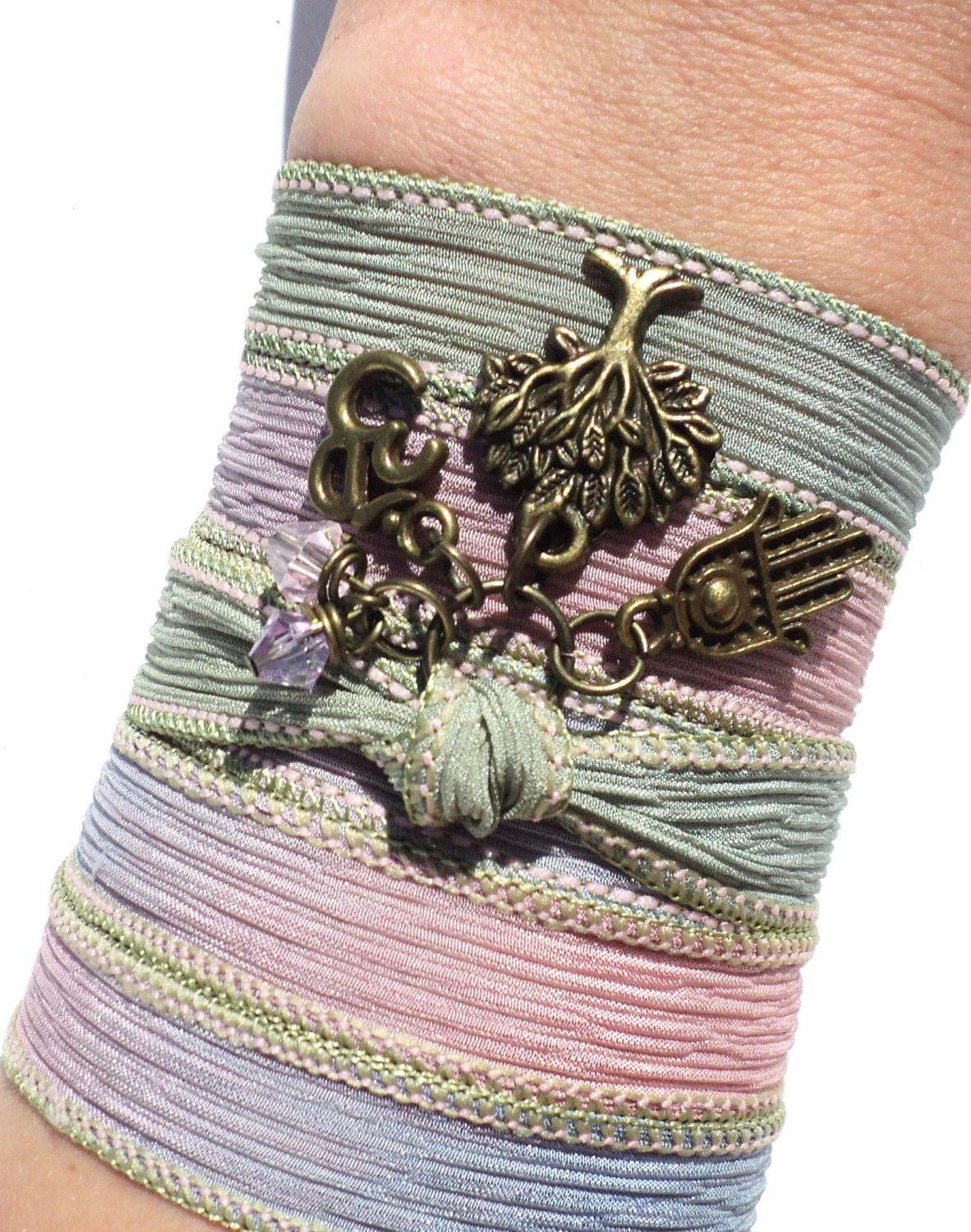 Tree of Life Buddha Silk Wrap Bracelet Peace Yoga Jewelry Necklace Christmas Stocking Stuffer Unique Gift For Her Under 50 Item P44
