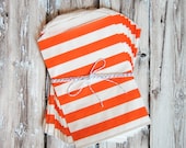 Orange Stripe Favor Treat Bags with Free Printable Thank You Tags - The TomKat Studio