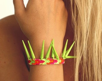 Lime Spikes Friendship Bracelet.