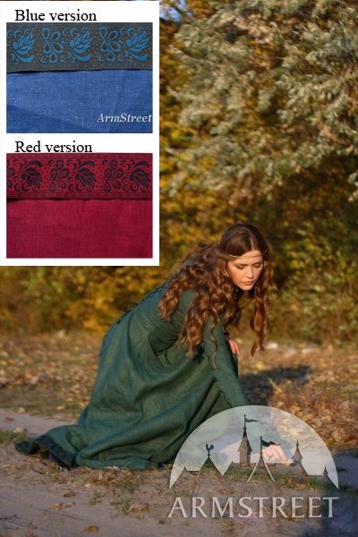 Medieval Renaissance Flax Linen Dress "Autumn Princess"