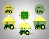 Tractor Themed Cupcake Wrappers & Toppers - Personalized With Name and Age - DIY Printable Party Decorations Il_170x135