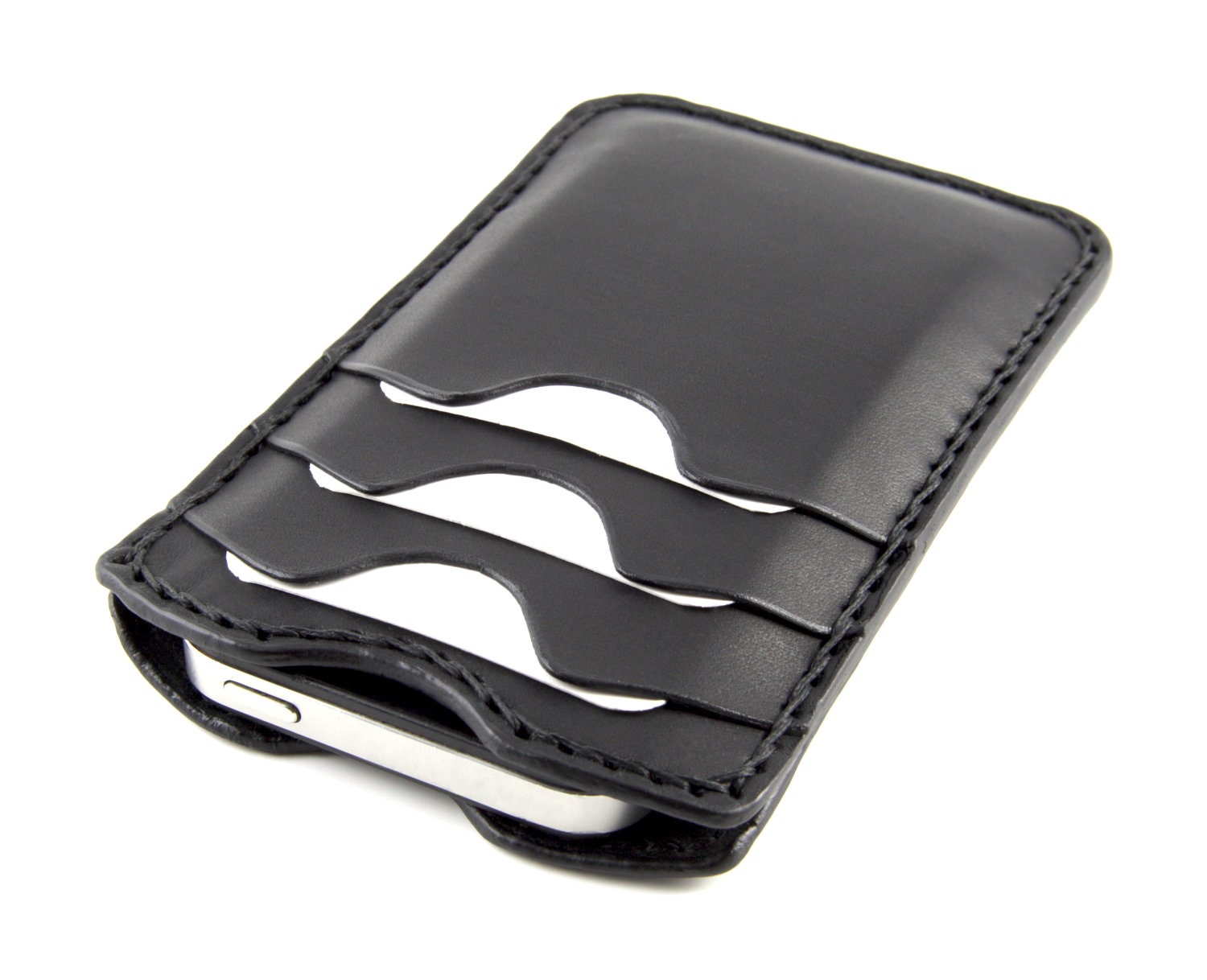 NEW - iPhone 5 - Leather case. GULL WINGS model. 3 anterior slots. Hand-assembled, Hand-stitched, made in Italy.