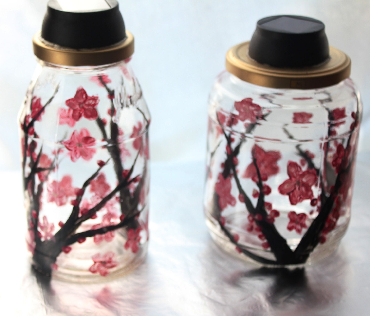 Cherry Blossom Solar Jar  -  Includes Greeting Card -  Listing is for One